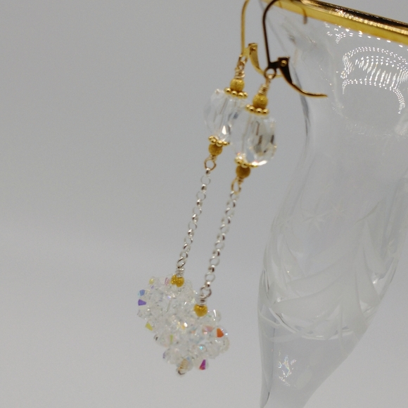 24K Vermeil Swarovski Ball Drop Earrings - Picture 8 of 9